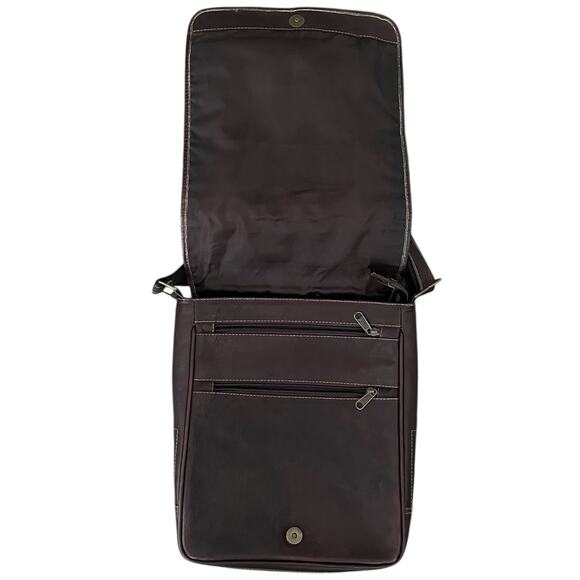 SOL Ecuador Leather Messenger Bag Unisex Crossbody Shoulder Sling - Picture 3 of 7